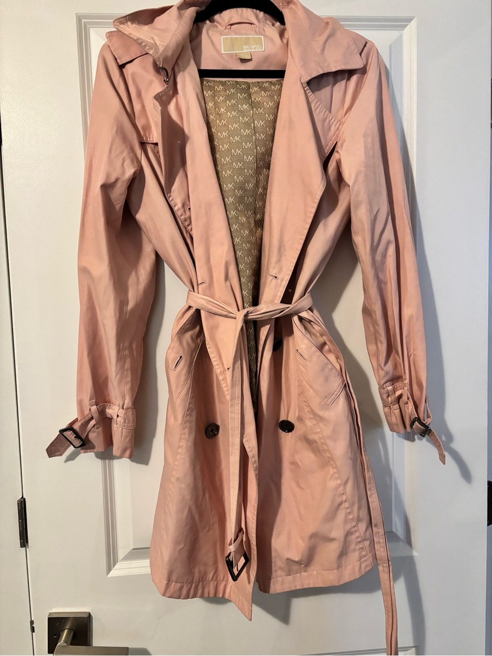 Michael Kors Dusty Rose Trench Coat with Self-Tie Waist